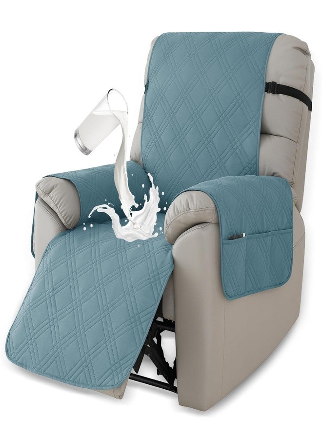 Deisy Dee Waterproof Recliner Chair Covers with Storage Pocket - Extend Sofa Life, Comfortable & Washable, Available in 10 Colors (Lake Blue, 24.8 ") - Image 1